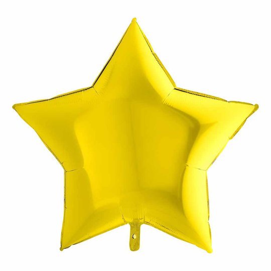 Folieballong Stor Stjärna Metallic Gul - 91 cm