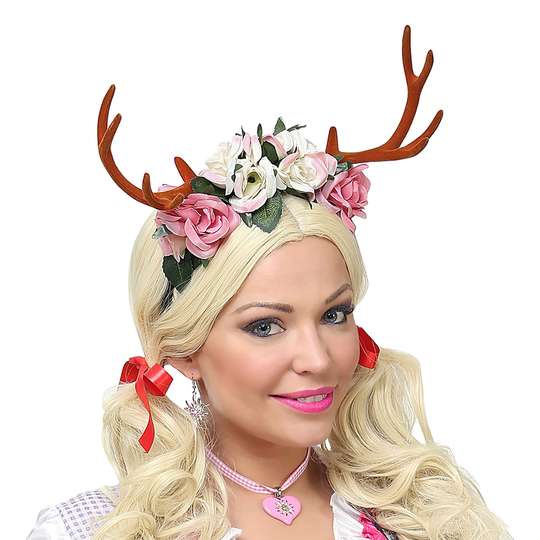 Diadem med Blommor & Horn - One size