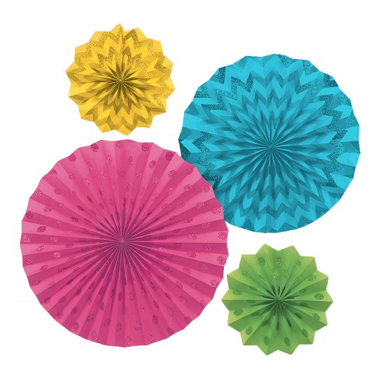 Pappersfjädrar Flerfärgade Glitter - 4-pack