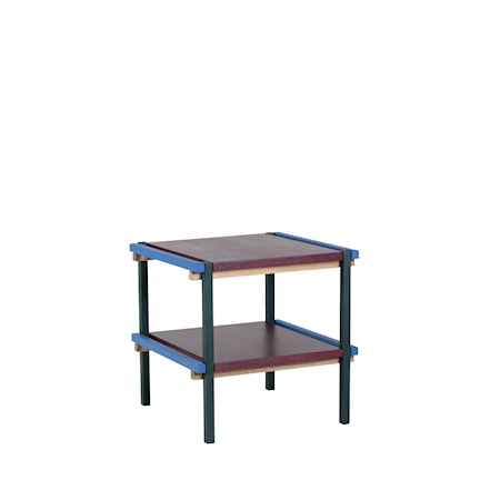 Kvadratiskt Sidobord Ek Blå/Burgundy