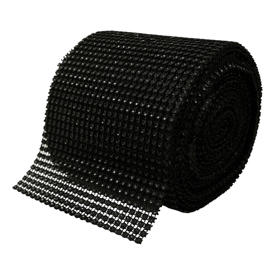 Strass Tyg på Rulle - Black
