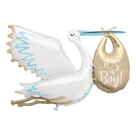 Folieballong Stork Its a Boy Blå