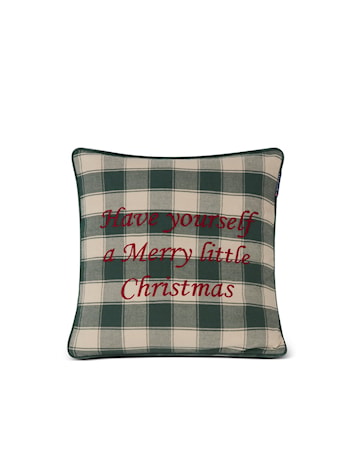 Checked Organic Kuddfodral 50x50 Grön/Beige