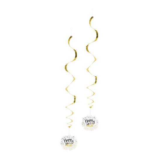 Swirls Happy New Year Guldmetallic - 2-pack