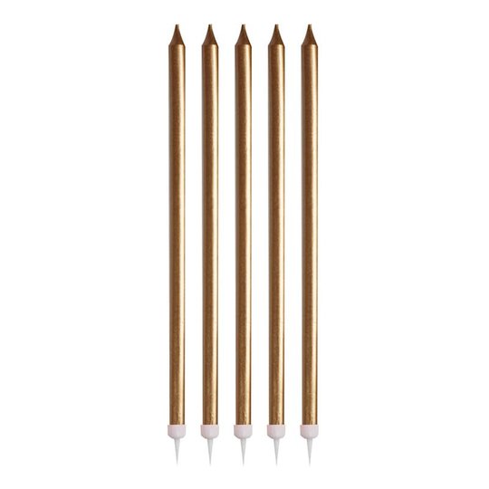 Tårtljus Långa Guld Metallic - 24-pack