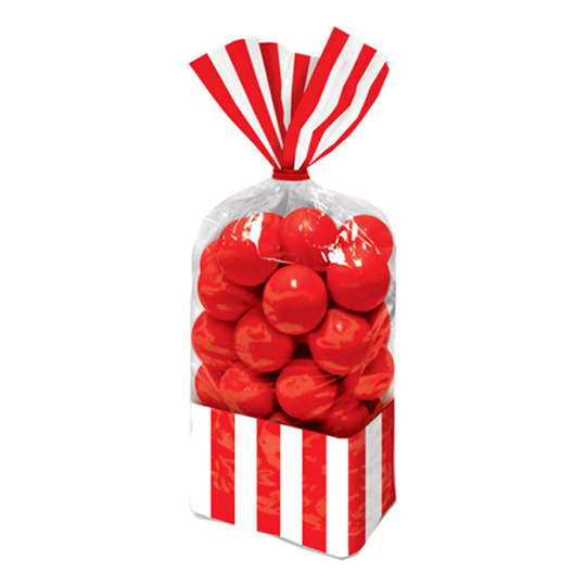 Cellofanpåsar Äppelröda Randiga - 10-pack