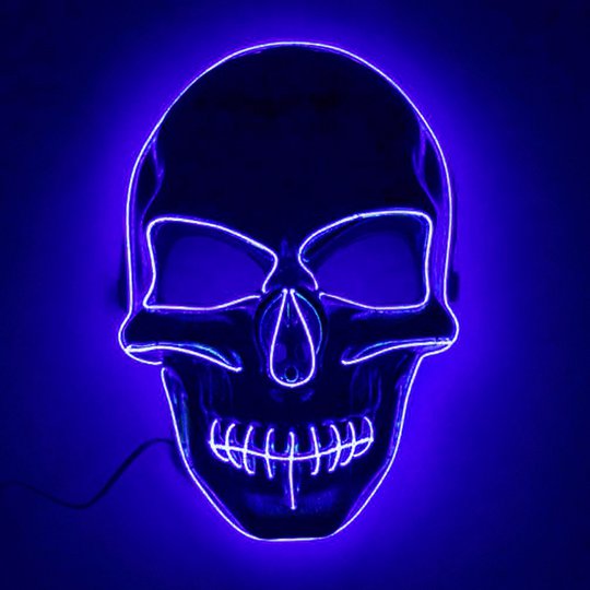 El Wire Skull LED Mask - Blå