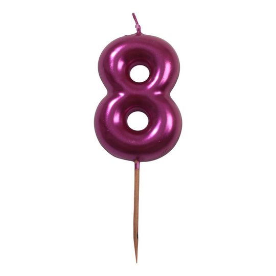 Tårtljus Siffra Rosa Metallic - Siffra 8