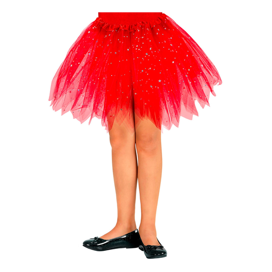 Tyllkjol Barn Glittrande Röd - One size