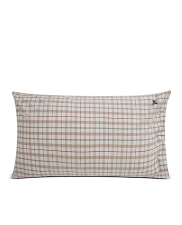 Checked Cotton Örngott Poplin 50x90 Vit