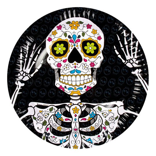 Papperstallrikar Dia de Los Muertos - 6-pack