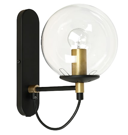 Perla 1 Vägglampa Glas/Mässing/Svart