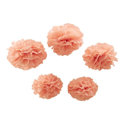 Pom Pom Rosa Pastell Hängande Dekoration - 5-pack
