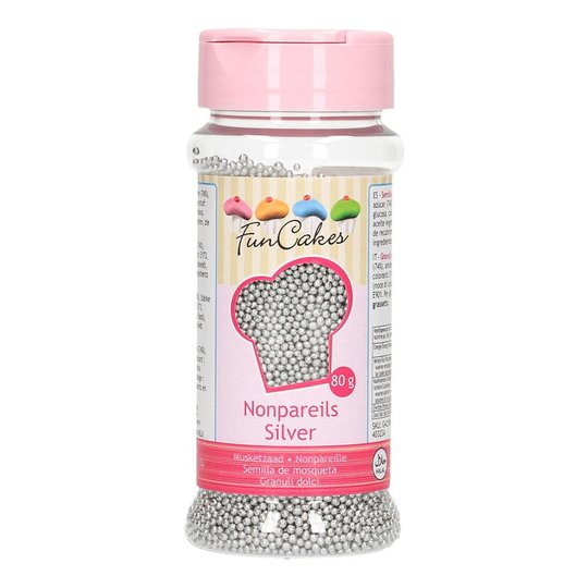 FunCakes Strössel Nonpareils Silver - 80 g