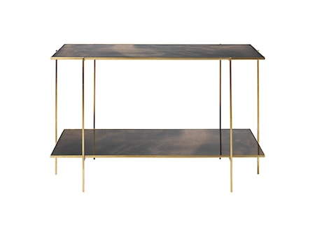 Avlastningsbord Anne Antique 117x77 cm Mässing/ Brunt glas