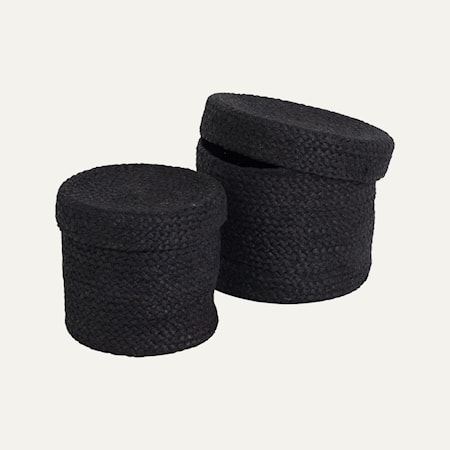 Elin Korg Cylinder med lock Set om 2 Svart