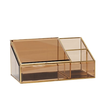 Glasbox Mässing/Glas Brun 26x14 cm
