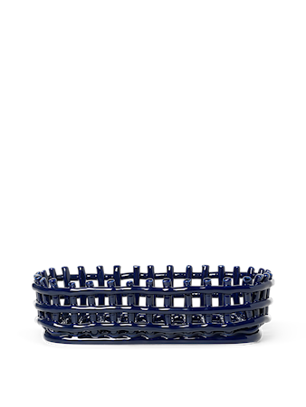 Ceramic Basket Korg Oval Blå
