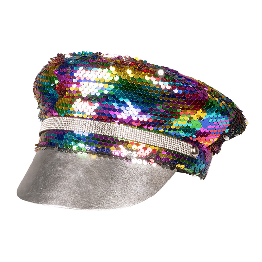 Festivalhatt med Regnbågsfärgade Paljetter - One size