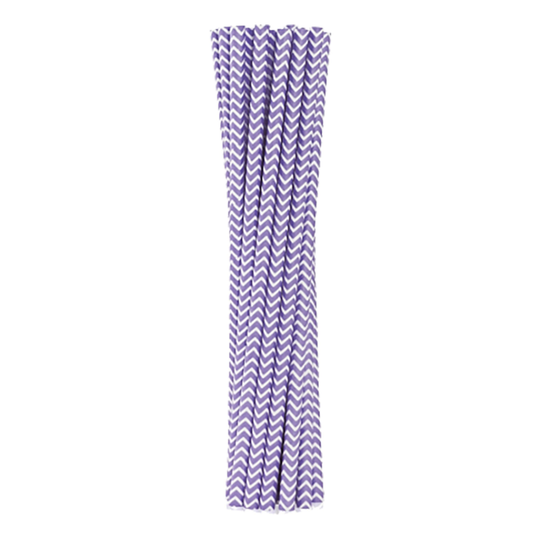 Lila Papperssugrör Chevron - 12-pack
