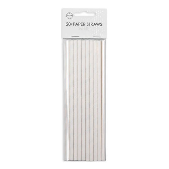 Papperssugrör Vita - 20-pack