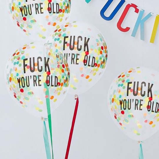 Konfettiballonger Fuck Youre Old - 5-pack