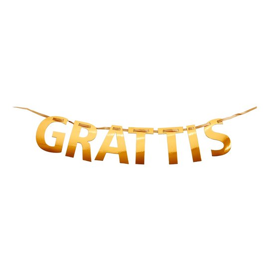 Girlang Grattis Guld Metallic