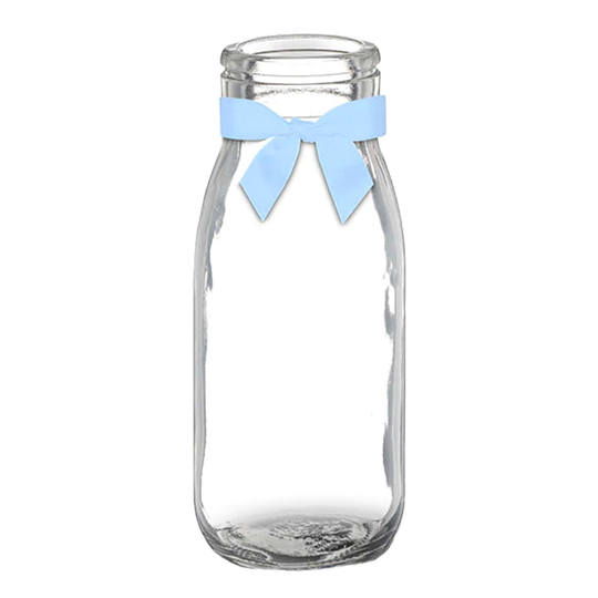Glasflaska Baby Shower med Blå Rosett