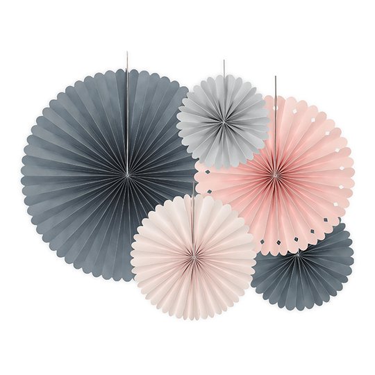 Pappersfjädrar Grå/Persika/Rosa Mix - 5-pack