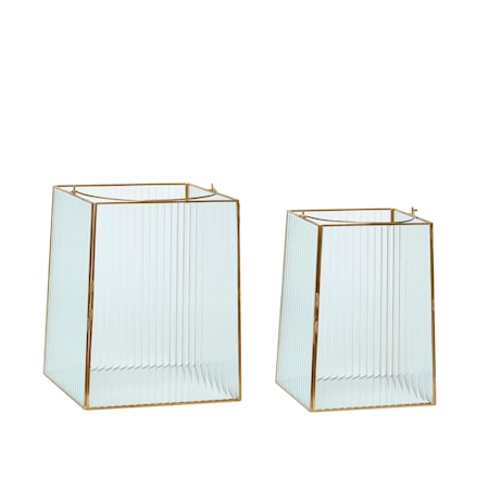 Ljuslykta Mässing/Glas 2 st