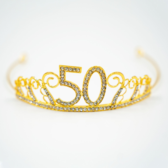 Tårtdekoration Tiara Siffra i Metall Guld - Siffra 50