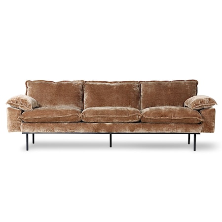Retro Soffa 4-sits Velvet corduroy aged Gold