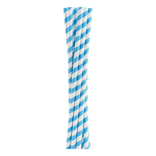 Papperssugrör Shake Blå Randiga - 10-pack