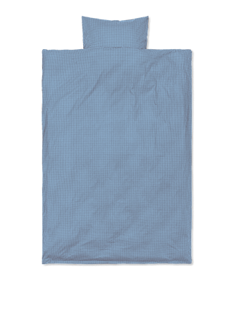 Check Påslakanset Vuxen Faded Blue/Choco