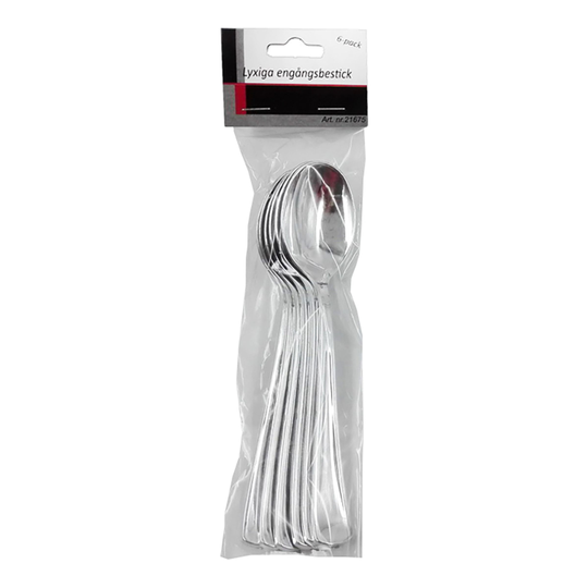 Silver Skedar i Plast - 6-pack