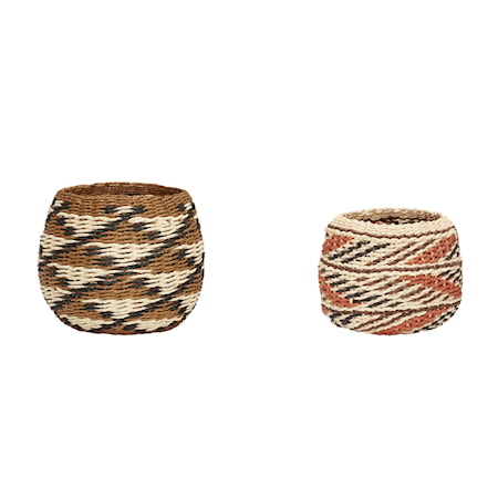 Korgar Rund Natur/Orange 2 st