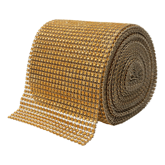 Strass Tyg på Rulle - Guld-gul