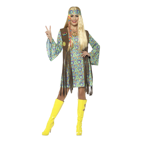 60-tals Hippie Klänning Maskeraddräkt - Large