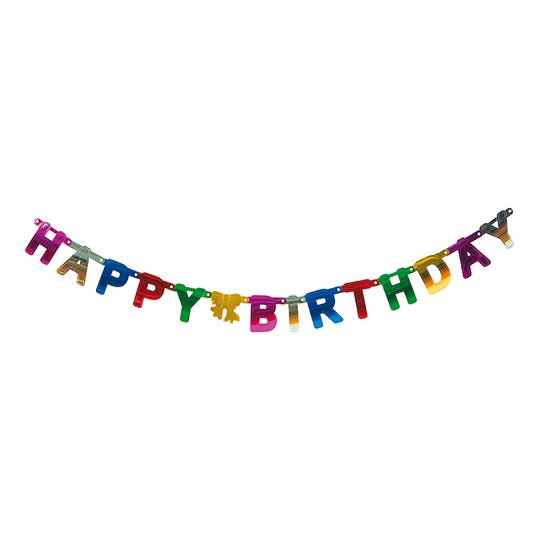 Bokstavsgirlang Happy Birthday Flerfärgad Metallic