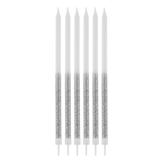 Tårtljus Glitter Silver/Vit - 16-pack