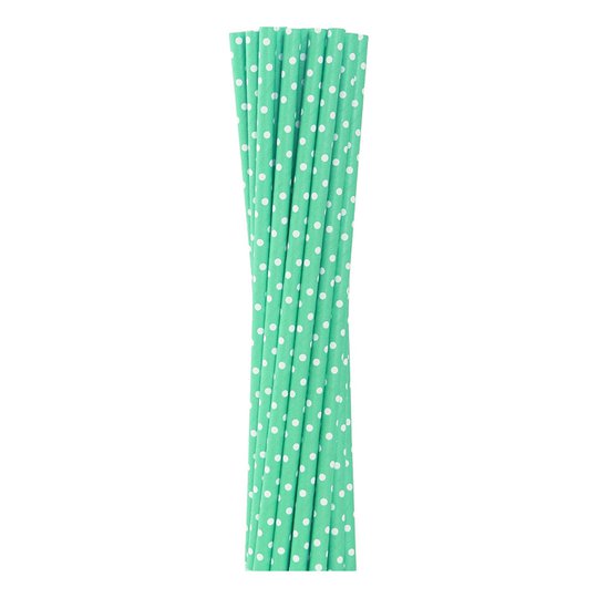 Papperssugrör Gröna med Prickar - 12-pack
