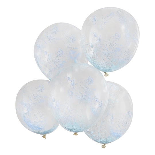 Konfettiballonger Transparant Blå - 5-pack