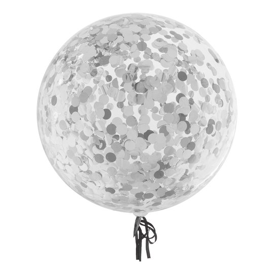 Bubbelballong med Konfetti Silver