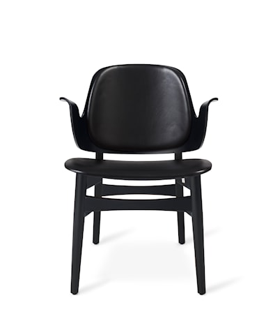 Gesture Lounge Chair BS Svart Läder, Svartlackad Ek