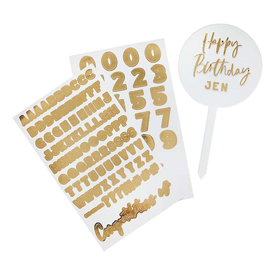 Tårtdekoration Happy Birthday - Guld