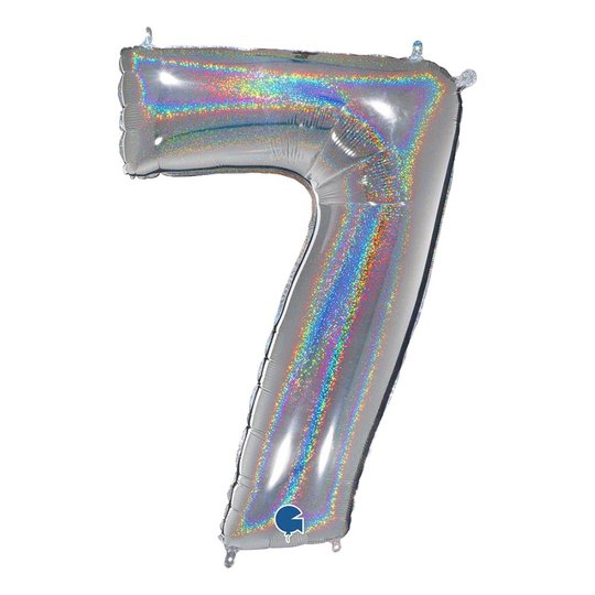 Sifferballong Glitter Silver - Siffra 7