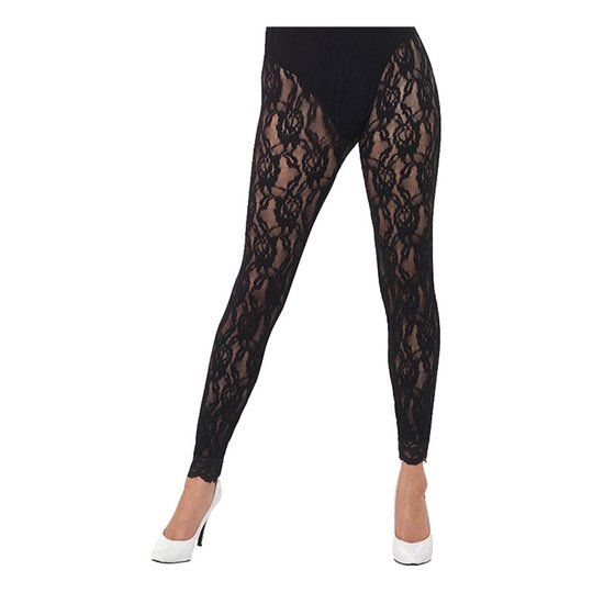 80-tals Spets Tights Svarta - One size