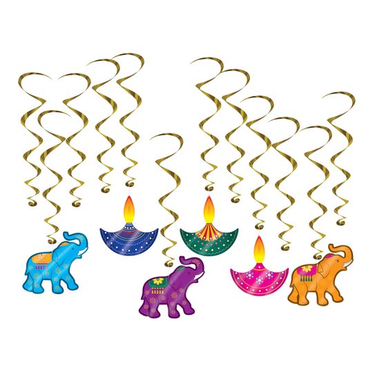 Swirls Diwali Hängande Dekoration - 12-pack