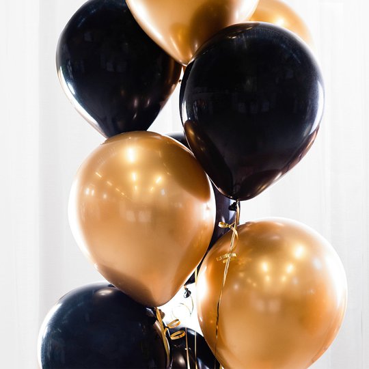 Ballongbukett Svart/Guld