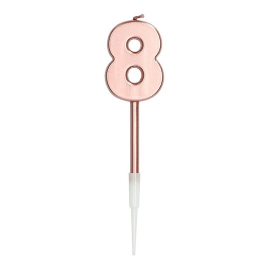 Tårtljus Roséguld Metallic - Siffra 8
